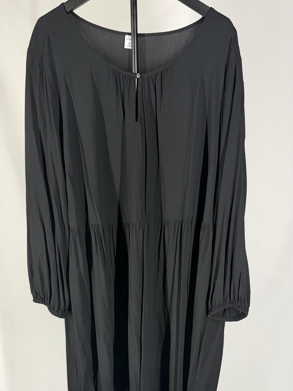 H&M Black Long Sleeve Tiered Midi Dress